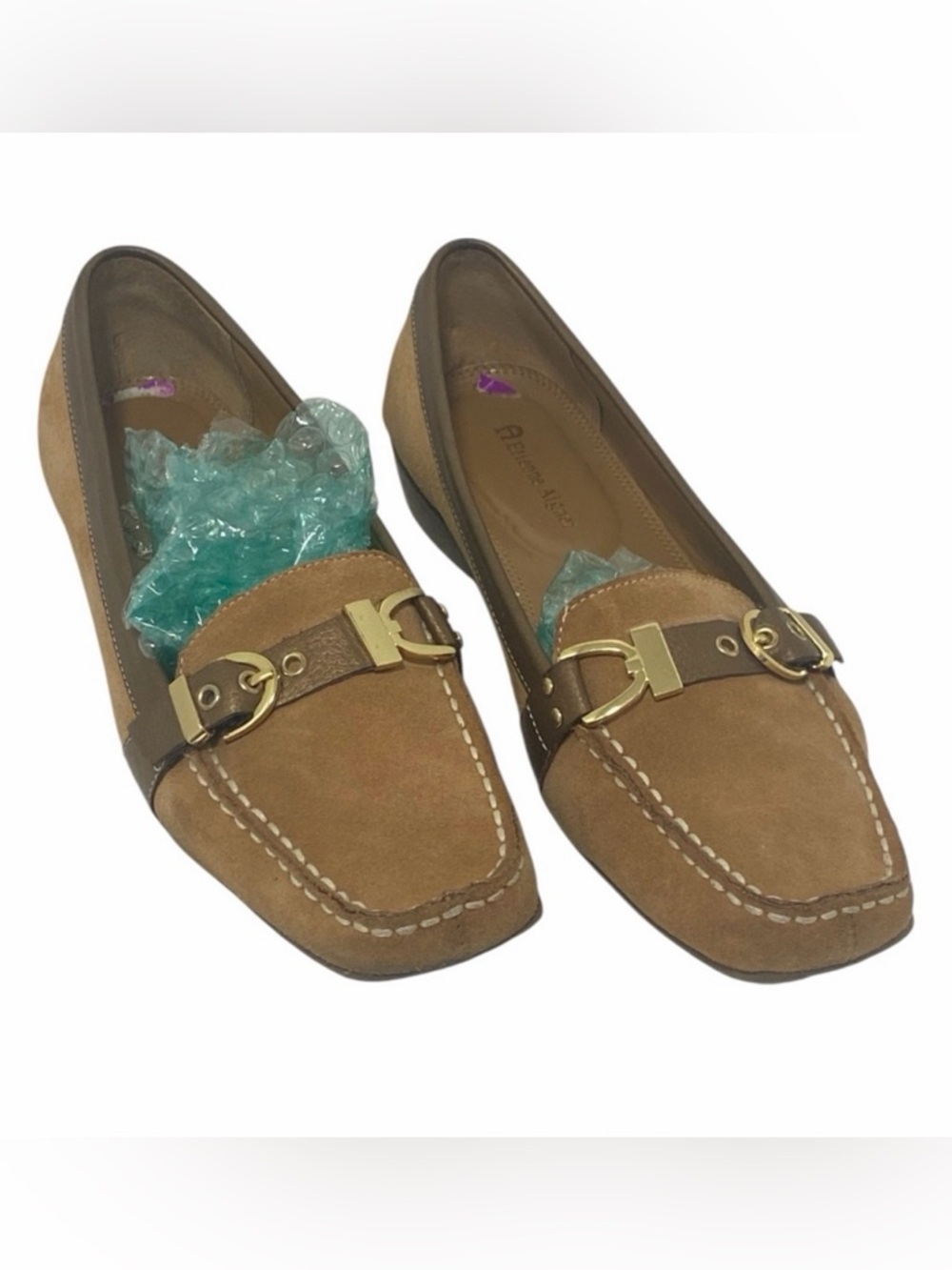 Etienne Aigner Genuine Leather Suede Buckle Loafer Slip Ons - EC - 8.5
